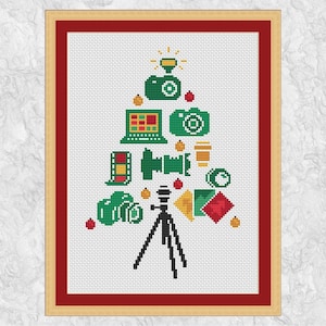 Kreuzstichmuster Kreuzstich Stickmuster - Weihnachtsgeschenk für jeden, der sich für Fotografie interessiert - sofortiger Download PDF