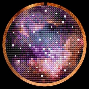 Kruissteekpatroon kleine Magelhaense wolk, minihoepelkunst, kruissteekkaart astronomie en ruimte, instant download pdf