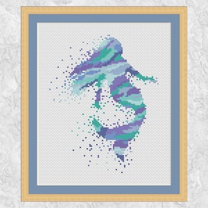 Patrón de punto de cruz de sirena, criatura mágica de acuarela moderna, gráfico de punto de cruz contado de fantasía, mundo encantado, descarga instantánea en PDF