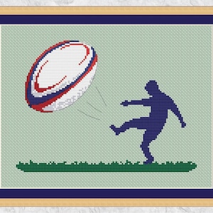 Rugby cross stitch pattern, sport counted cross stitch chart, modern instant download PDF
