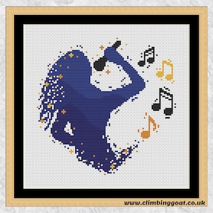 Singing Heart cross stitch pattern, gift for singer or choir member, instant download PDF