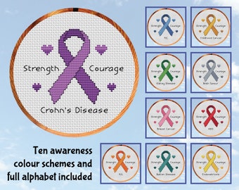 Awareness Ribbon cross stitch pattern - please read description before purchasing