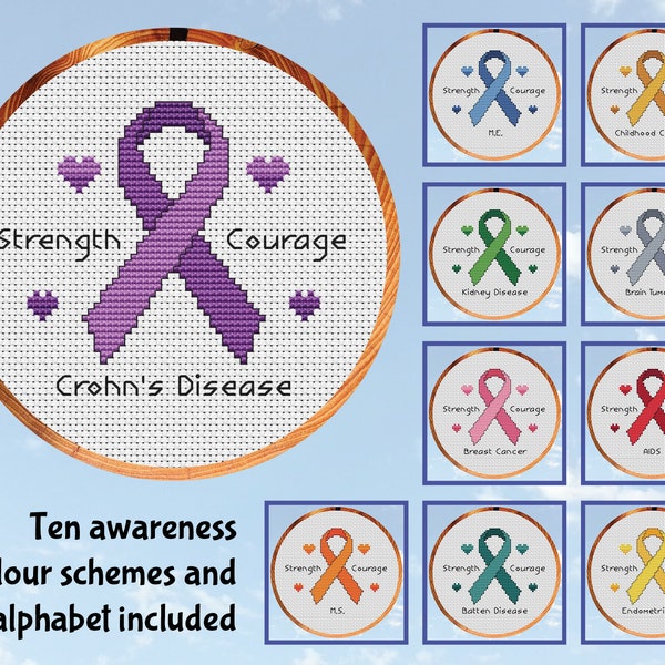 Awareness Ribbon cross stitch pattern - please read description before purchasing