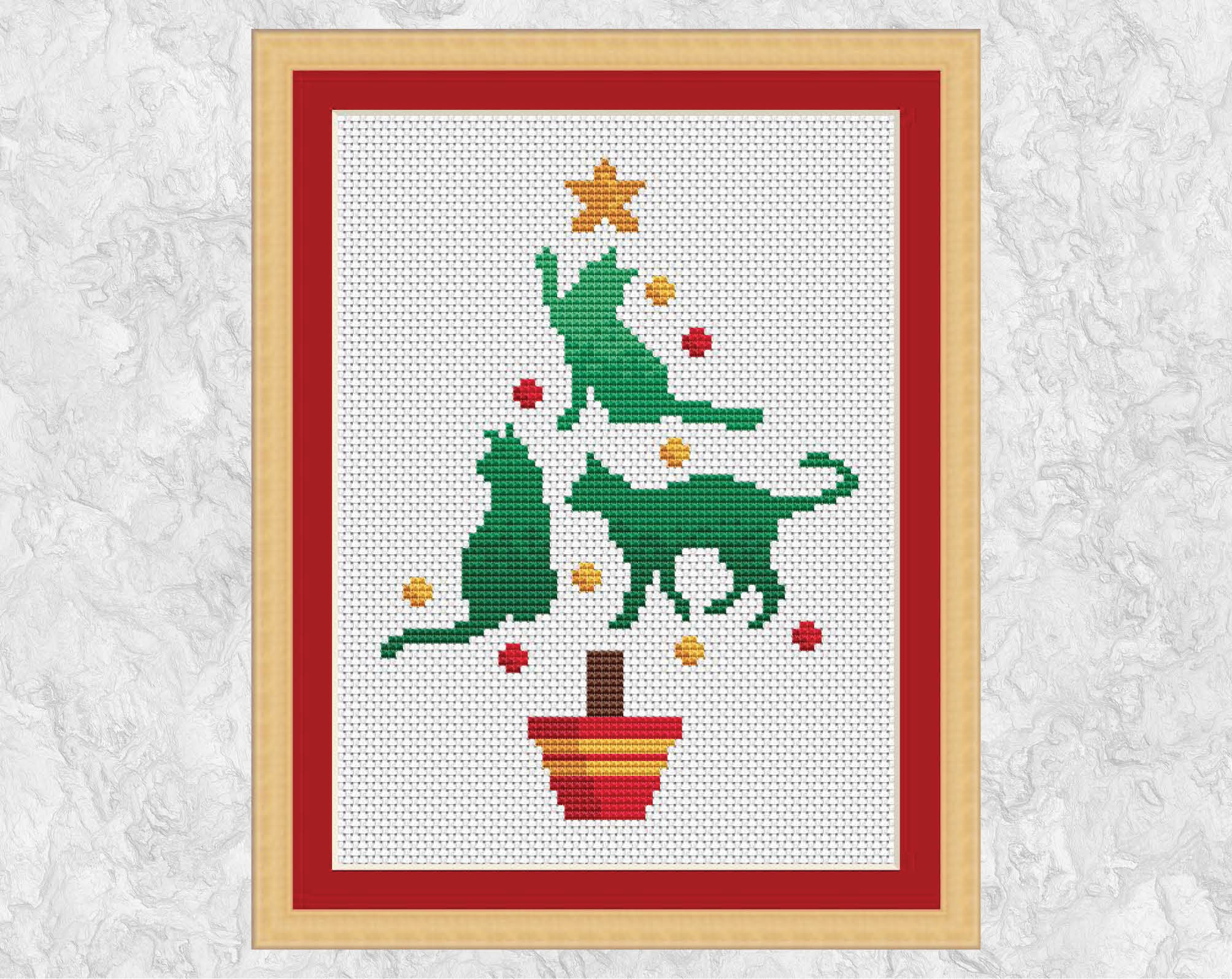 Cat Christmas Tree Cross Stitch Pattern Xmas Holiday Design Etsy