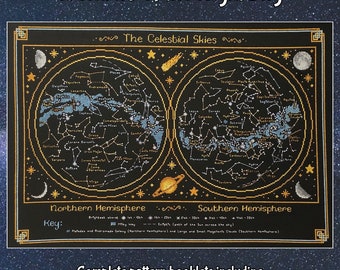 Wonders of the Night Sky cross stitch pattern, Constellations and Stars, previous Stitchalong - instant download PDF