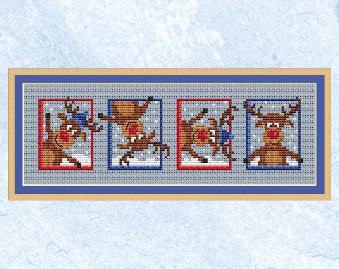 Set of Reindeer Cross Stitch Pattern - Stitch as a Single Picture or ...