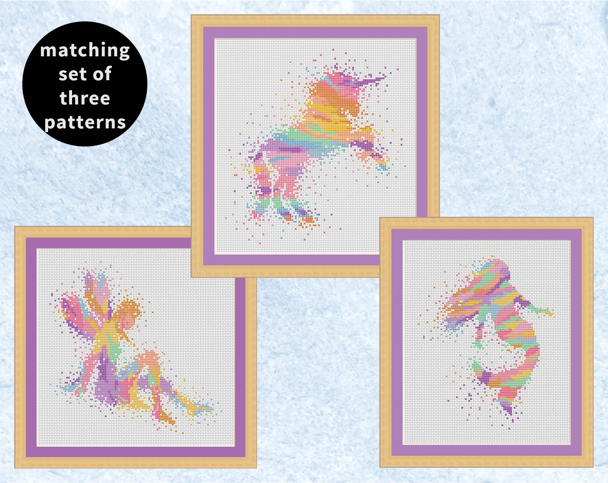 Fantasy Cross Stitch Patterns Set of Three Designs Unicorn Etsy