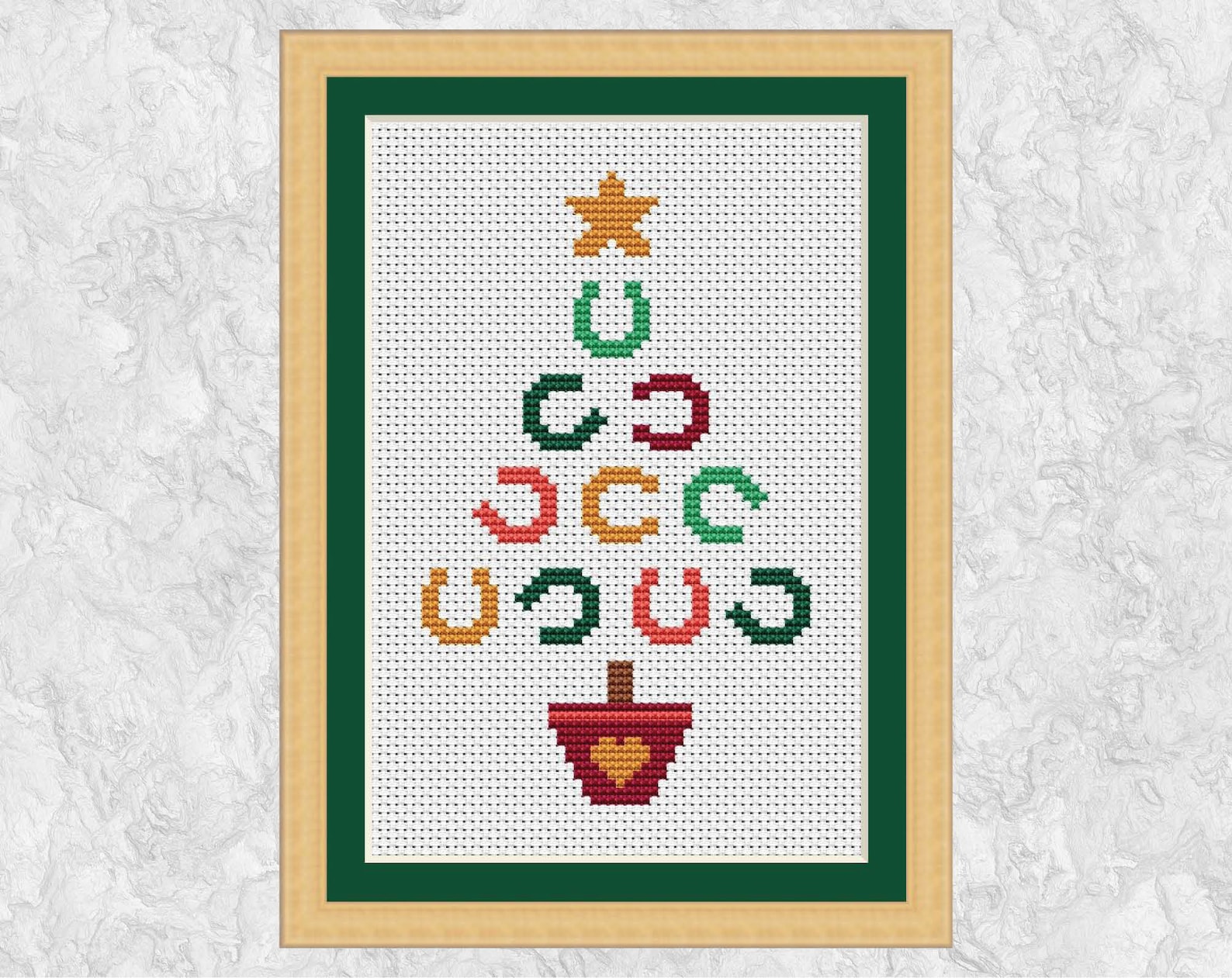 Horseshoe Christmas Card Cross Stitch Pattern Christmas Tree Etsy