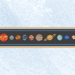 Planets, Sun and Pluto cross stitch pattern, astronomy and space modern cross stitch chart, instant download PDF