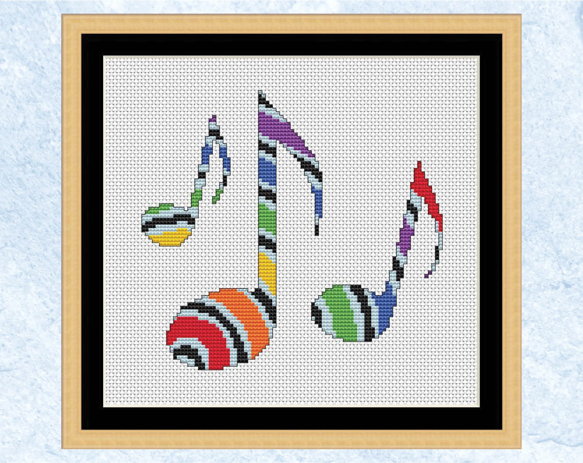 Music cross stitch pattern modern musical notes counted cross | Etsy