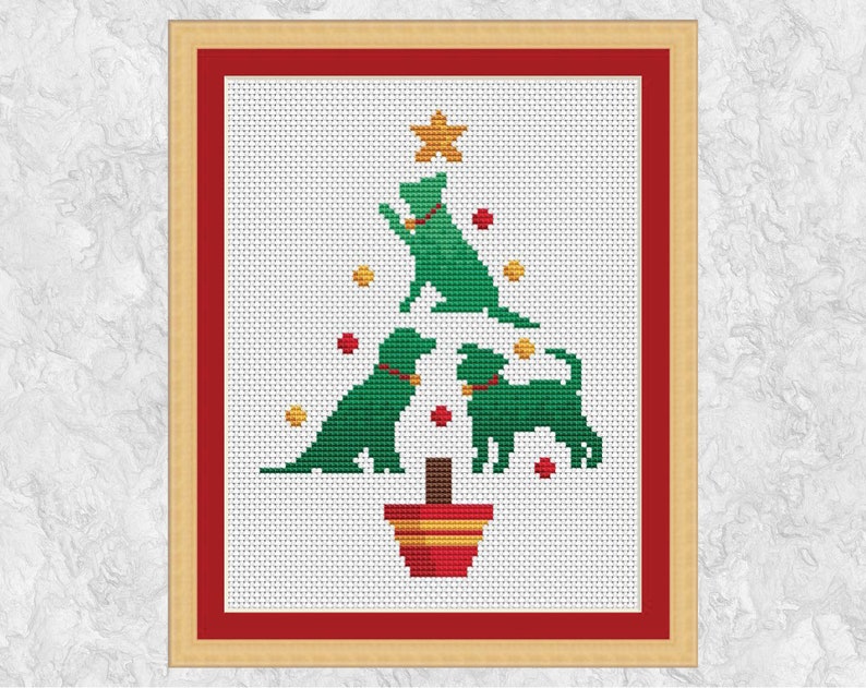 Dog Christmas Tree Cross Stitch Pattern Pet Lover Christmas Etsy