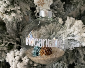 Brigantine, NJ Adorno navideño personalizado con arena. ¡Cualquier ciudad de Jersey Shore!  - ¡ENVÍO GRATIS!