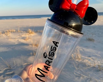 Personalized Mickey Mouse Minnie Mouse Tumbler with Straw - 16 oz. - Custom Tumbler with Straw - Lid and Straw - Disney Gift