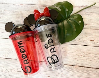 Bride and Groom Disney Tumbler • Disney Honeymoon Tumbler • Disney Wedding Gift• Disney Bride