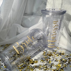 Personalized Bride/bridesmaid Tumbler With Straw 16 Oz. Custom Tumbler ...