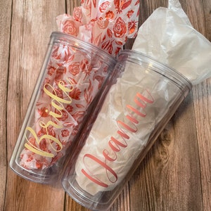 Personalized Bride/bridesmaid Tumbler With Straw 16 Oz. Custom Tumbler ...