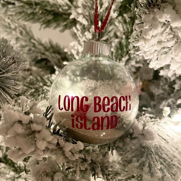 Long Beach Island, NJ Custom Christmas Ornament with Sand. Any Jersey Shore town!  - FREE SHIPPING!