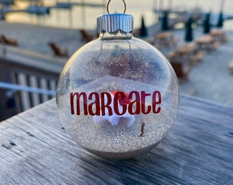 Margate, NJ Adorno navideño personalizado con arena. ¡Cualquier ciudad costera!  - ¡ENVÍO GRATIS!