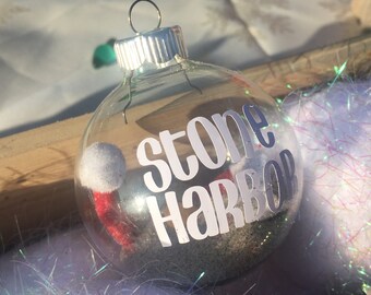Stone Harbor, NJ Adorno navideño personalizado con arena. ¡Cualquier ciudad de Jersey Shore!  - ¡ENVÍO GRATIS!
