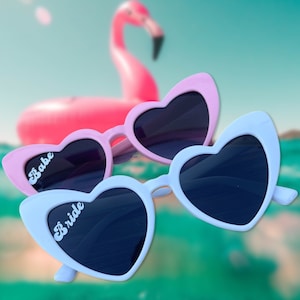 Bachelorette Party Heart Sunglasses • Bride and Babe Bach Party Sunglasses • Heart Eye Sunglasses • Personalized Bachelorette Party