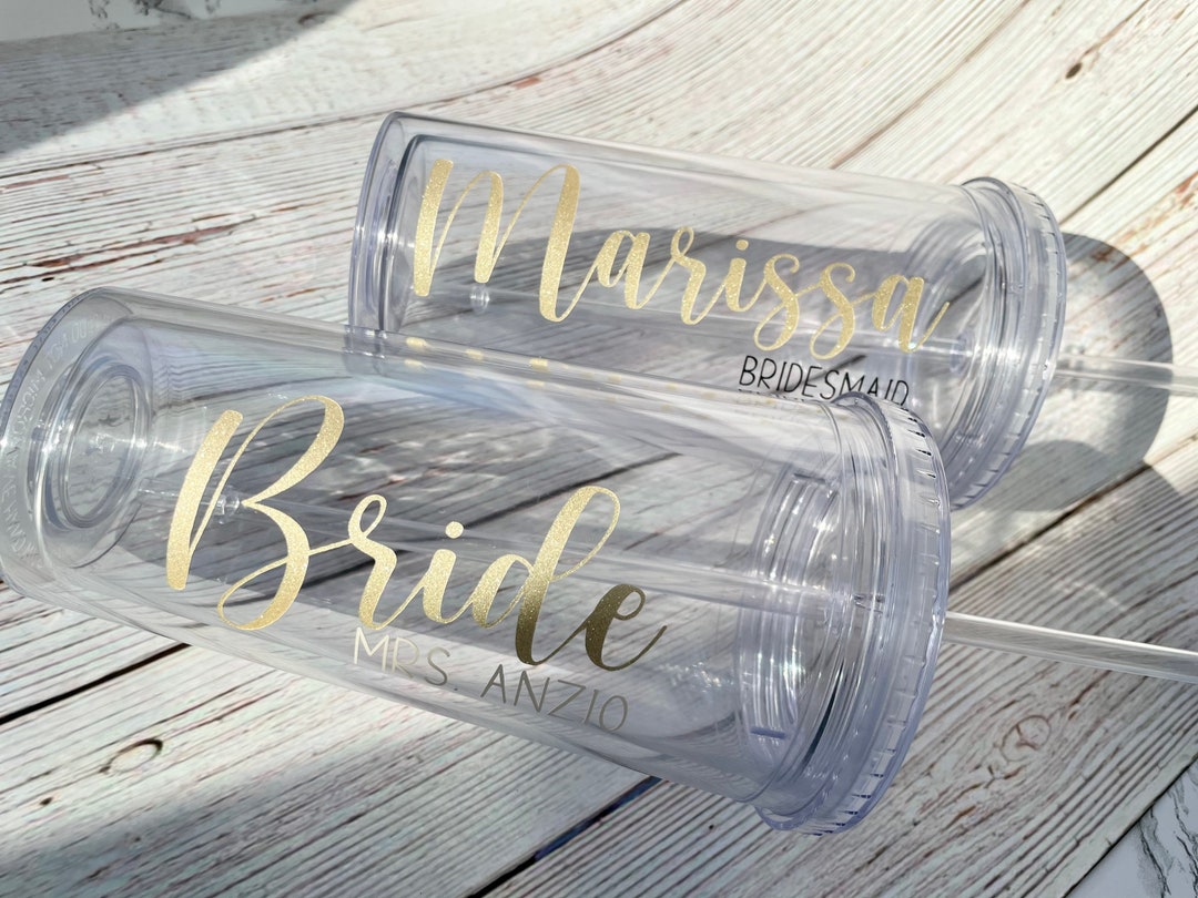 Personalized Bride/bridesmaid Tumbler With Straw 16 Oz. Custom Tumbler ...