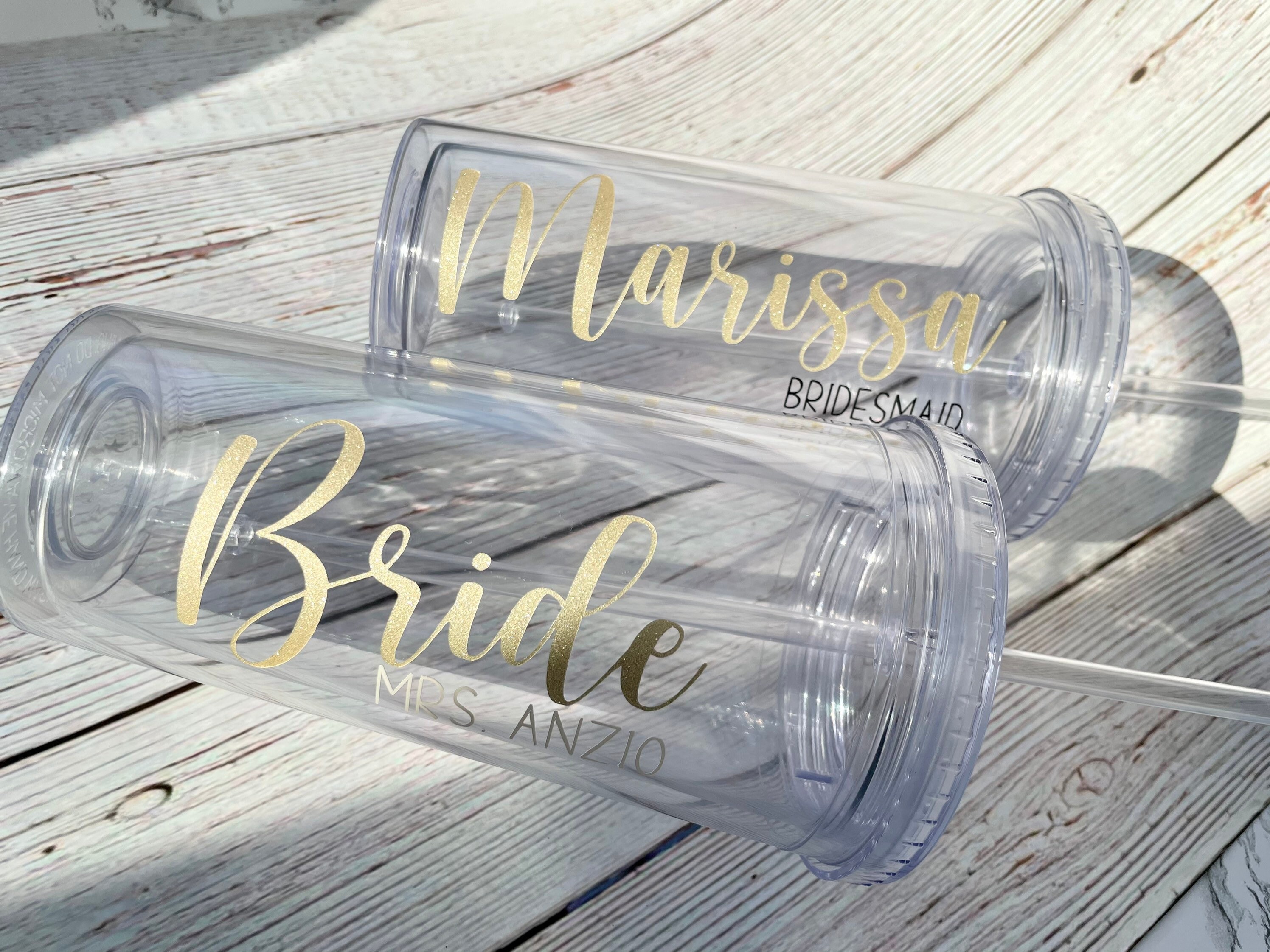 Personalized Bride/Bridesmaid Tumbler with Straw 20 oz. Etsy