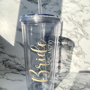 Personalized Bride/bridesmaid Tumbler With Straw 16 Oz. Custom Tumbler ...