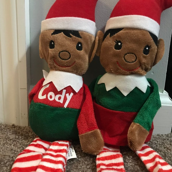 PERSONALIZED African American/Hispanic CHRISTMAS ELVES **Shelf-Sitting Customized Elf, Free Shipping Custom