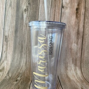 Personalized Bride/bridesmaid Tumbler With Straw 16 Oz. Custom Tumbler ...