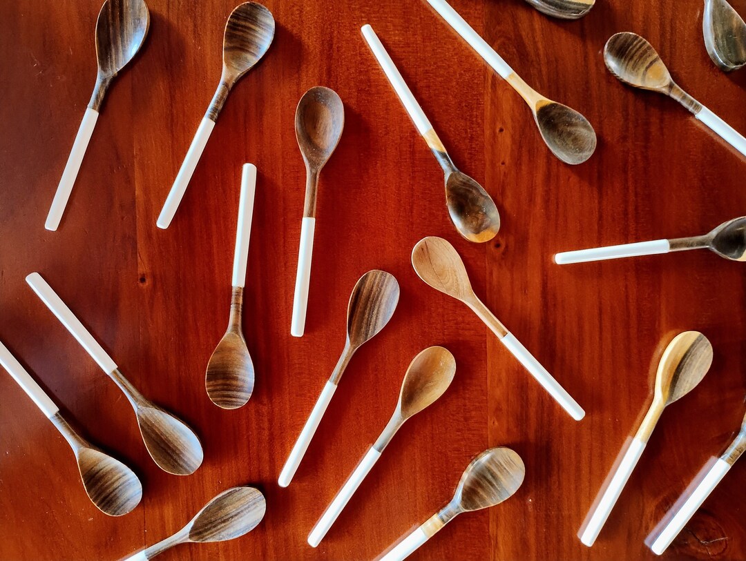 Set De 24 Cucharas De Madera De Acasia Y Agarrador De Hueso - Etsy