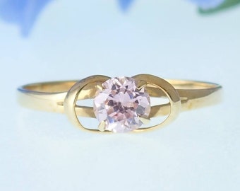 Vintage Gold Ring, Pink Gemstone, 14K Solid Gold, Promise Ring, Childs Ring, Minimalist Jewelry, Size 3.25, Pink Birthstone, Pinky Ring