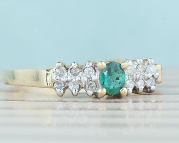 10K Gold Emerald Ring, Vintage Gold Ring, Oval Em… - image 3