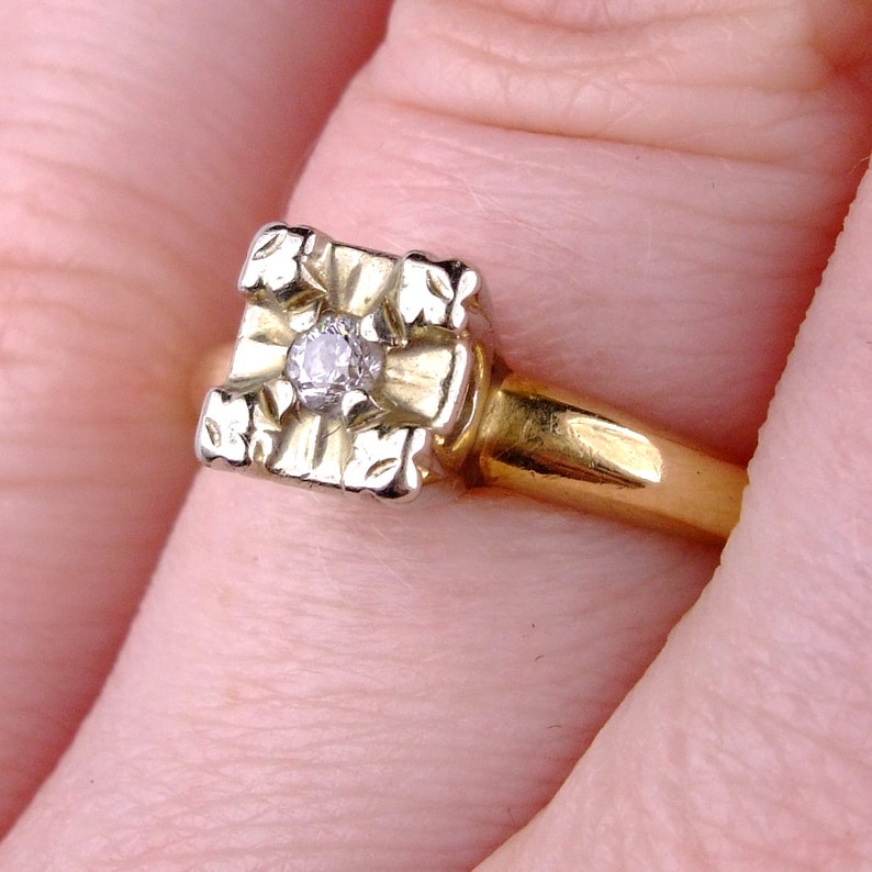 Antique Engagement Ring, Art Deco, 1920's Diamond Ring, 14K White Gold