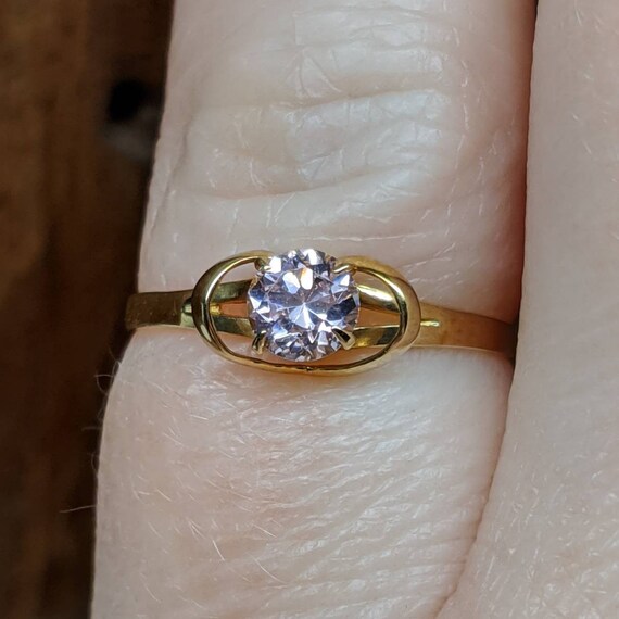 Vintage Gold Ring, Pink Gemstone, 14K Solid Gold,… - image 4