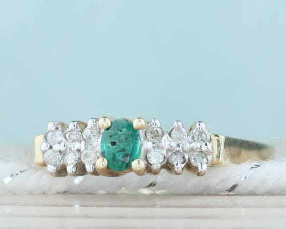 10K Gold Emerald Ring, Vintage Gold Ring, Oval Em… - image 7