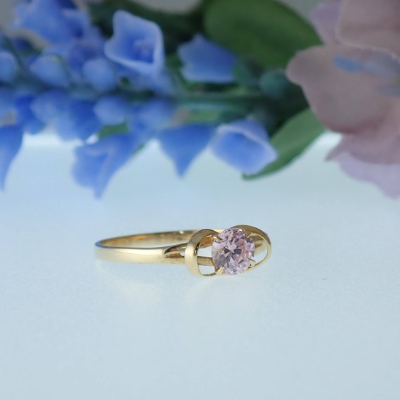 Vintage Gold Ring, Pink Gemstone, 14K Solid Gold,… - image 7
