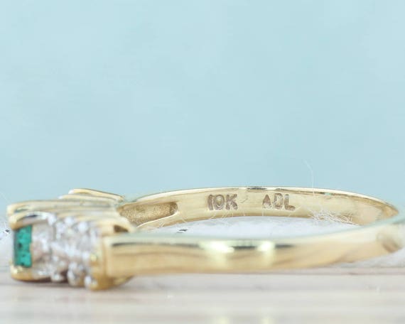 10K Gold Emerald Ring, Vintage Gold Ring, Oval Em… - image 9