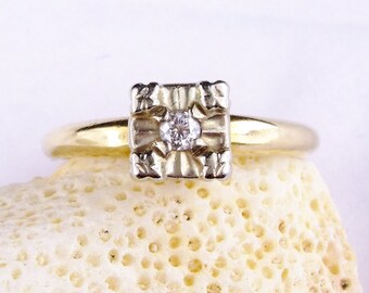 Antique Engagement Ring, Art Deco, 1920's Diamond Ring, 14K White Gold, Graduation Gift, Size 5.25, Stacking Ring, Promise Ring