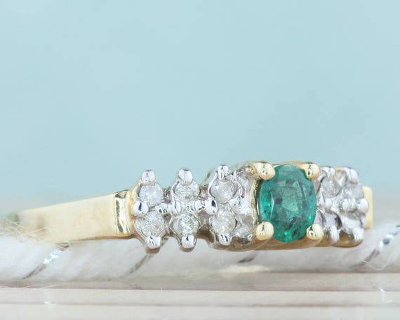 10K Gold Emerald Ring, Vintage Gold Ring, Oval Em… - image 6