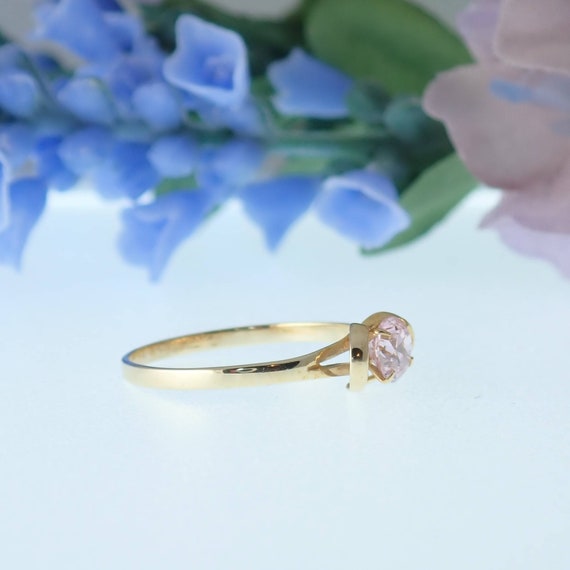 Vintage Gold Ring, Pink Gemstone, 14K Solid Gold,… - image 5