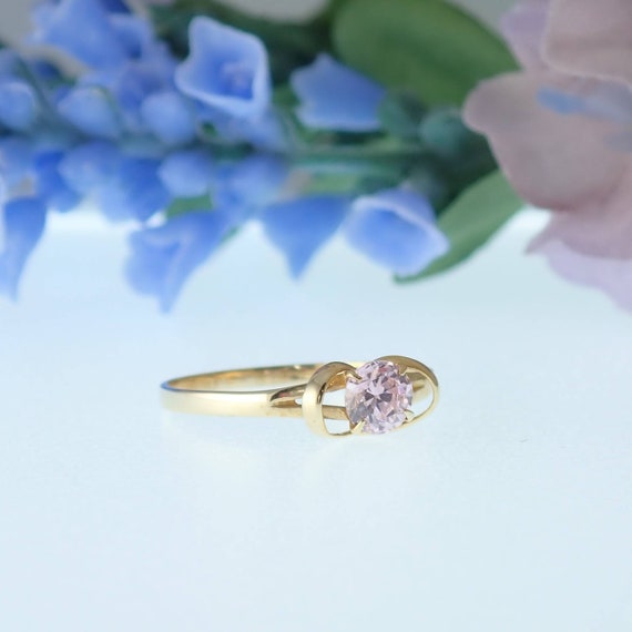 Vintage Gold Ring, Pink Gemstone, 14K Solid Gold,… - image 6
