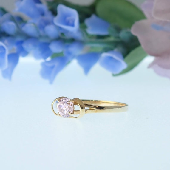 Vintage Gold Ring, Pink Gemstone, 14K Solid Gold,… - image 3