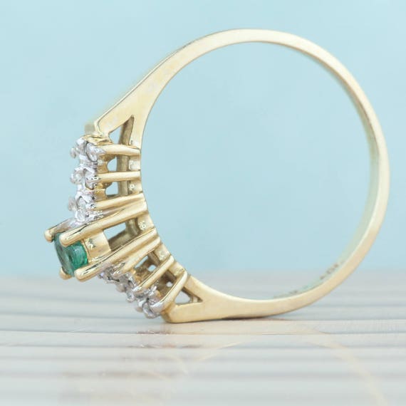 10K Gold Emerald Ring, Vintage Gold Ring, Oval Em… - image 10