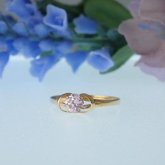 Vintage Gold Ring, Pink Gemstone, 14K Solid Gold,… - image 8