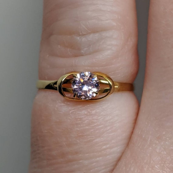 Vintage Gold Ring, Pink Gemstone, 14K Solid Gold,… - image 2