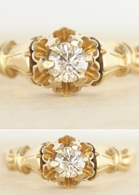 Vintage Diamond Ring, Champagne Diamond Engagement