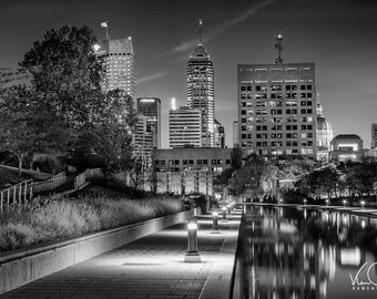 Indianapolis Skyline, Black and White Photo, Indianapolis Art, Indianapolis Photo, Skyline Photo of Indianapolis, Skyline Photo