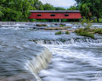 Cataract Falls Waterfall Photo, Waterfall Photo, WaterfallsFine Art Print, Waterfall Wall Art, Indiana State Park Photo,