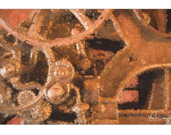 Abstract, Metal Gears Print, Steampunk Art, Abstract Print, Mechanism Wall Art, Steampunk Home Decor, Mechanism Decor, Steampunk Wall Art