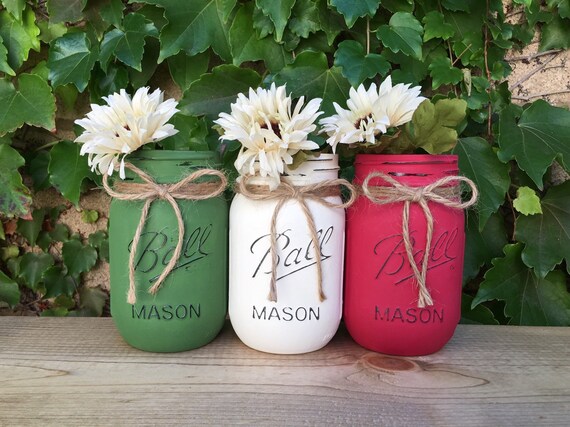 Set Of 3 Pint Mason Jars Regular Mouth Christmas Etsy